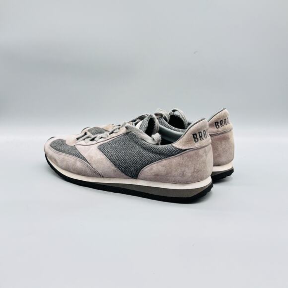 Brooks Shoes Mens 9.5 Gray Suede Herringbone Vanguard Athletic Sneakers Comfort main image 7